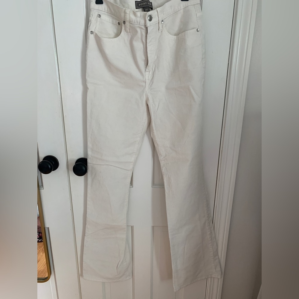 J Crew Point Sur white high rise flare corduroy size 29T
